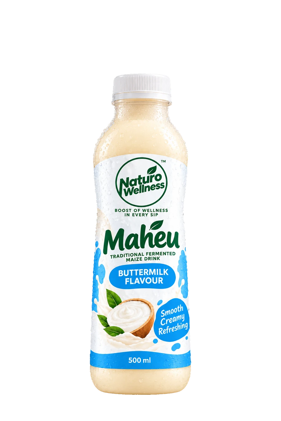 Maheu Buttermilk bottle with its Naturo Wellness label